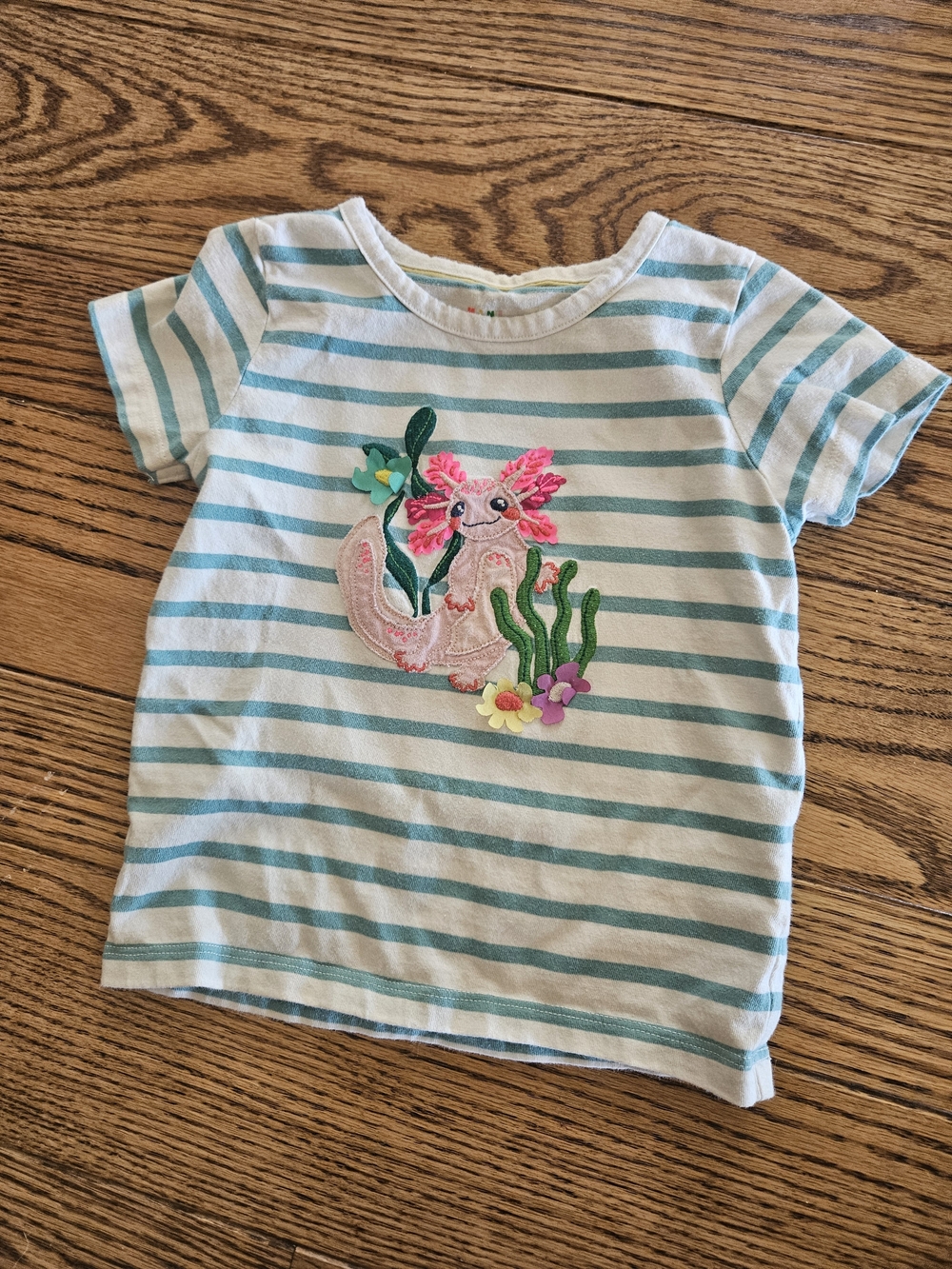 Mini BODEN Axolotl Embroidered TEE Shirt 3-4Y 3T 4T Short Sleeves Cotton Summer